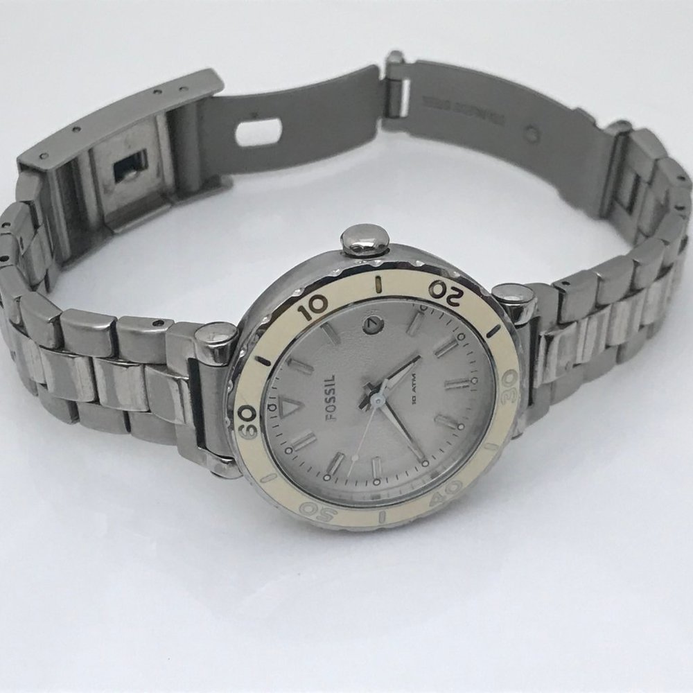 Fossil Women Watch Silver White Tone Date Calenda - Picture 12 of 12